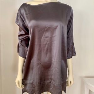 Jennifer Tattanelli Womens M Gunmetal Grey Stretch Silk Tunic Top/Dress Italy 44